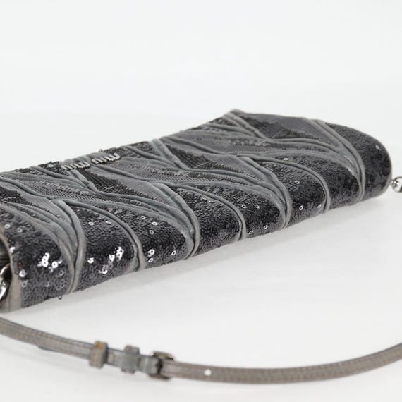 Borsa a tracolla Miu Miu paillettes pelle blu chi… - image 5