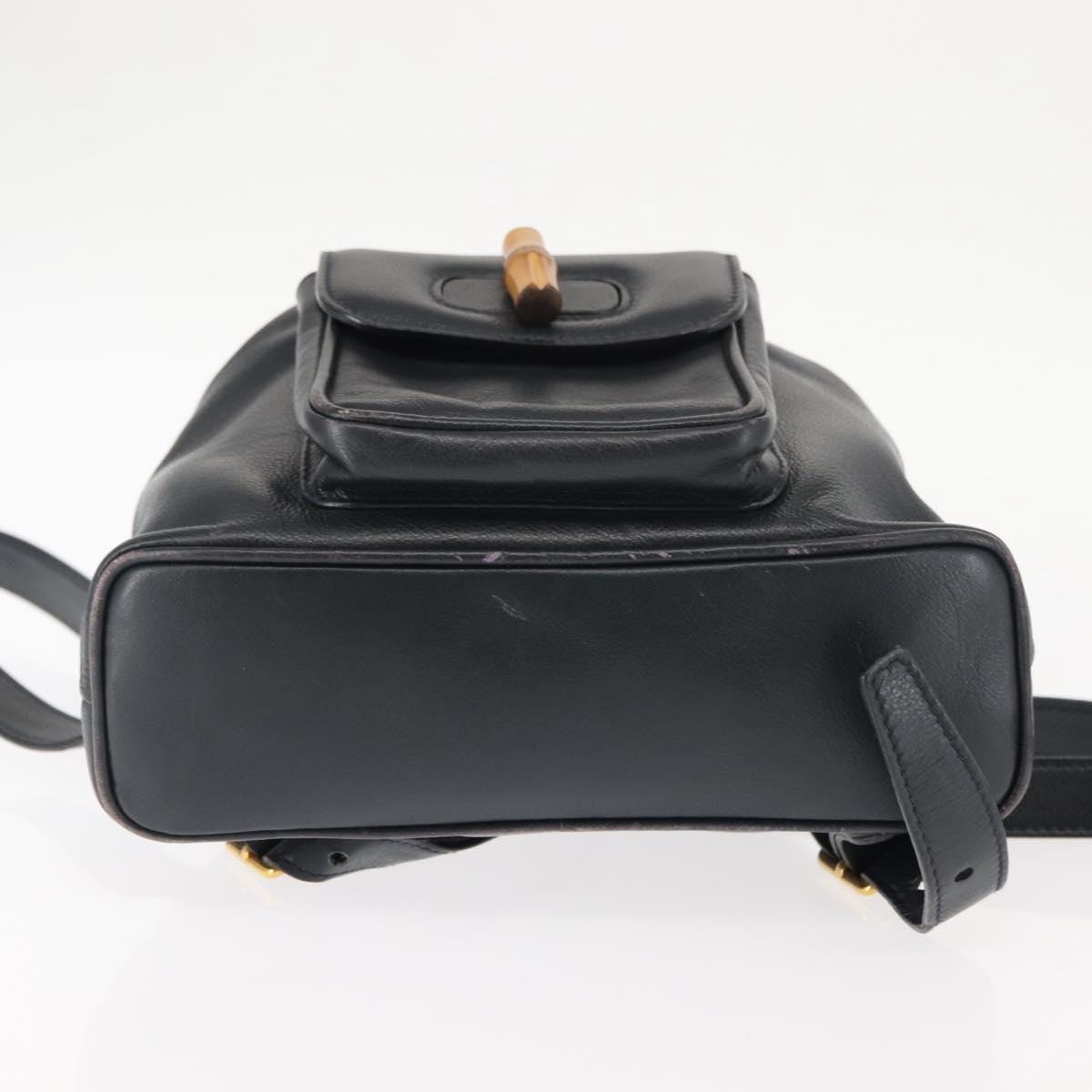 GUCCI Bamboo Backpack Leather Gold Navy 003 58 0030 