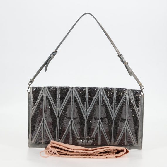 Borsa a tracolla Miu Miu paillettes pelle blu chi… - image 20