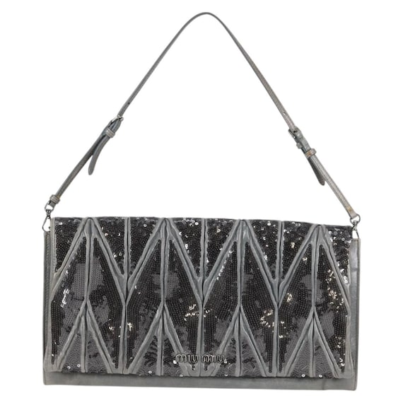 Borsa a tracolla Miu Miu paillettes pelle blu chi… - image 1