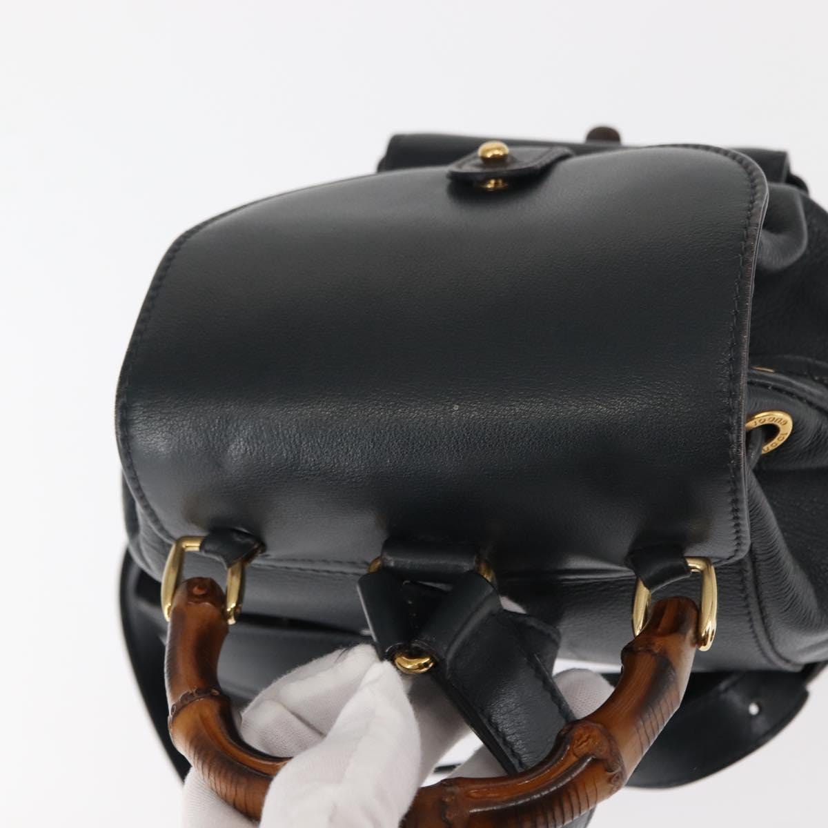 GUCCI Bamboo Backpack Leather Navy Gold GUCCI Bamboo Backpack Leather Gold Navy 003 58 0030  main image 2