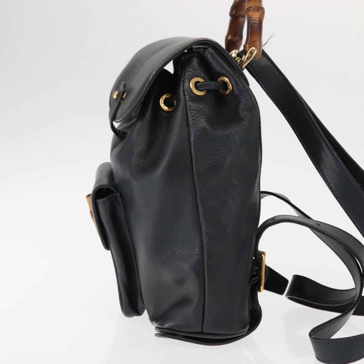 GUCCI Bamboo Backpack Leather Navy Gold GUCCI Bamboo Backpack Leather Gold Navy 003 58 0030  main image 4