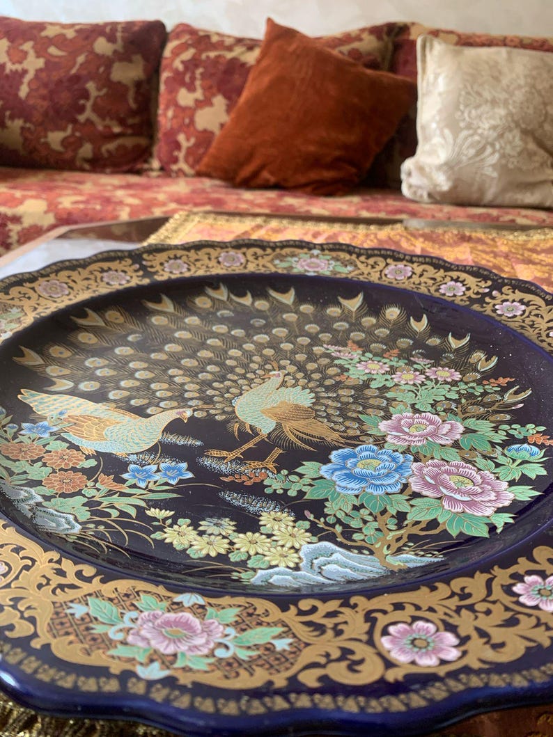 Assiette Marocaine Taous Plate - Céramique Peinte à La Main, Art Traditionnel