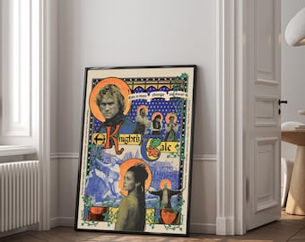 Een poster met het verhaal van een ridder