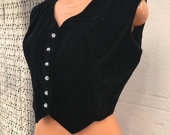 1940s Black VELVET capelet / vest bolero