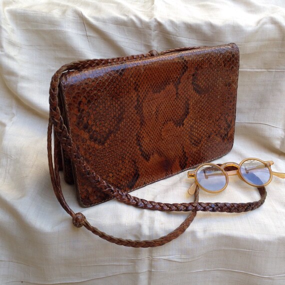 French VTG 1940s natural snakeskin / reptile leath