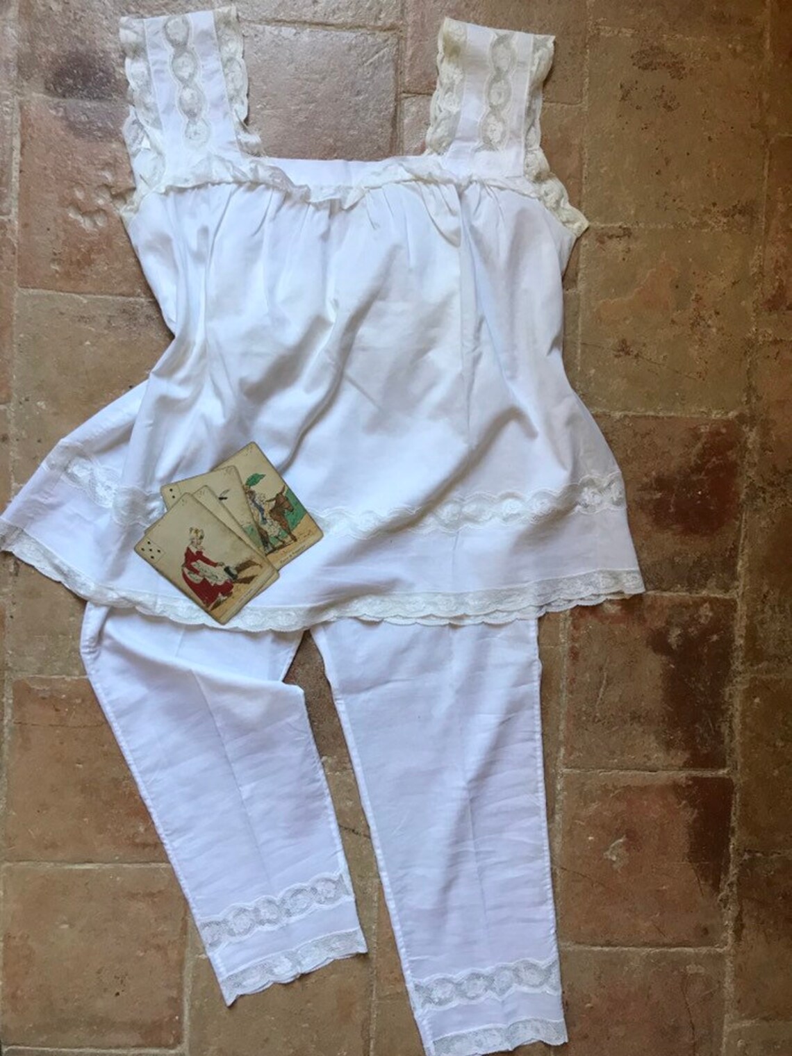 1900s Summer French Pajamas / Antique French Cotton and Lace Etsy