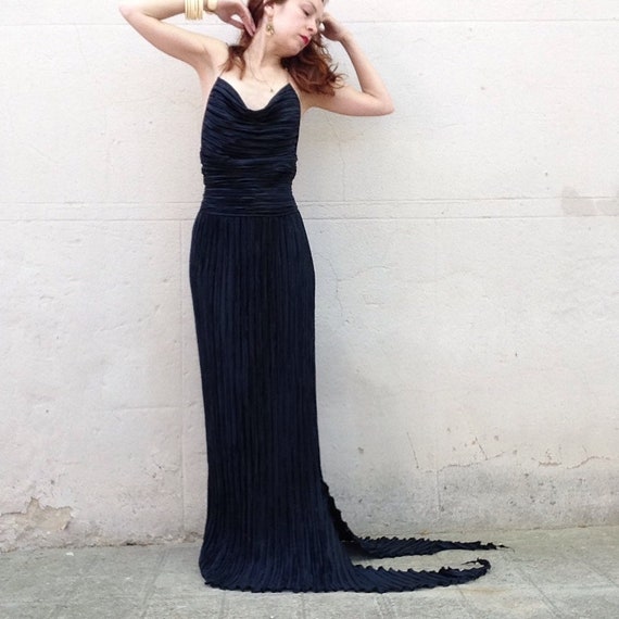 Mary Mc FADDEN RARE 1970s Fortuny pleated black ma