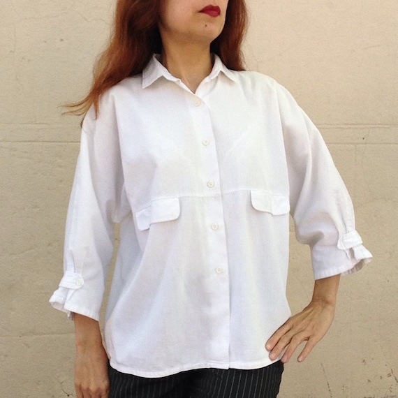 French Vintage white cotton Shirt