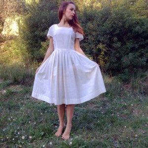 1950s French VTG Ivory Cotton Full Circle Dress - Etsy