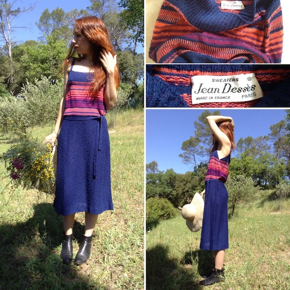 RARE Jean DESSES French couture 1940s knit dress a