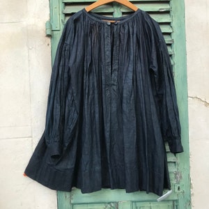 Glazed indigo French 1900s biaude worker