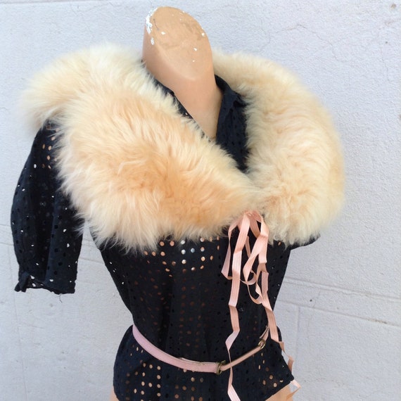 1930s sheepskin fur peach  boa scarf - image 4