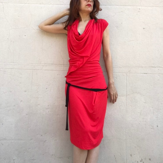 Vivienne WESTWOOD 1990s red jersey pleated wrap go