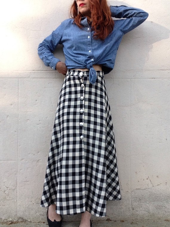 Vintage French 1980s plaid full circle skirt - image 8