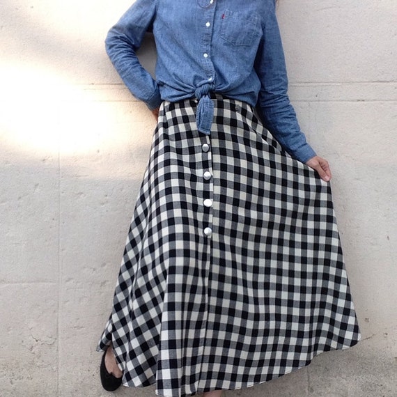 Vintage French 1980s plaid full circle skirt - image 7