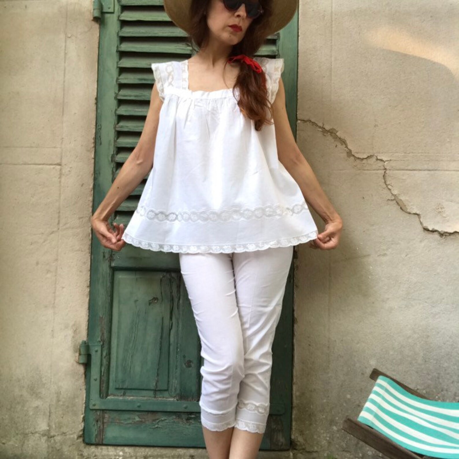 1900s Summer French Pajamas / Antique French Cotton and Lace Etsy