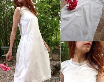 French antique White Cotton Lace flapper dress / sun dress