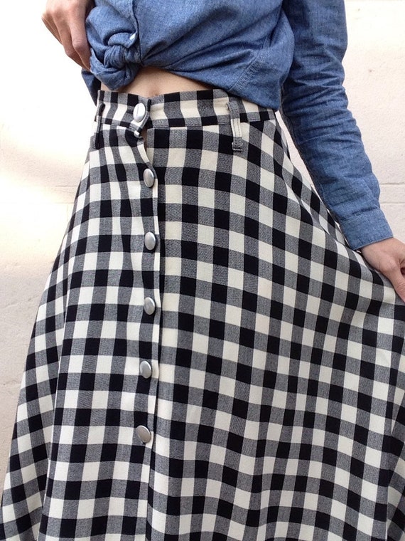 Vintage French 1980s plaid full circle skirt - image 3