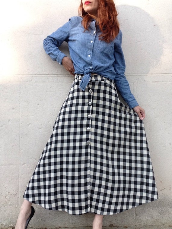 Vintage French 1980s plaid full circle skirt - image 4