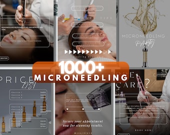 Microneedling Instagram Post Templates for Estheticians | Skincare & Facial Treatment Canva Templates | Med Spa Social Media Kit
