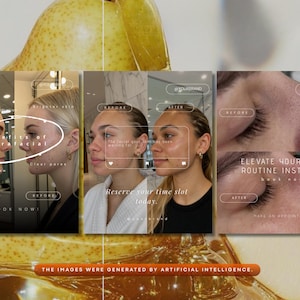 May include: A promotional image showcasing the benefits of a Hydrafacial treatment. The image features before and after photos of a person's face, highlighting smoother texture, clear pores, and youthful glow. The text includes "Reserve your time slot today" and "Elevate your glow routine instantly."