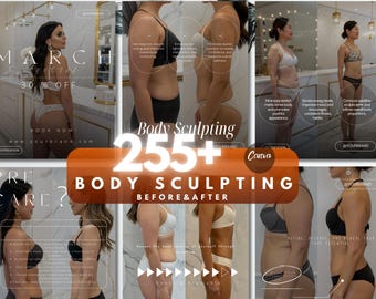 Body Sculpting Canva Templates | Before & After Instagram Posts | Body Contouring, RF Cavitation, HIFU, Ultrasonic Cavitation