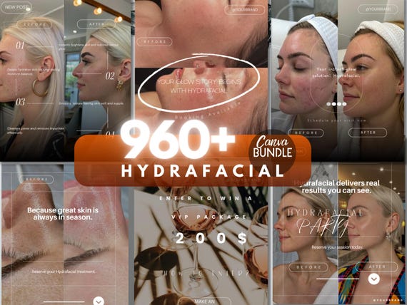 Hydrafacial Template Bundle | MedSpa Instagram  | Skincare Branding for Estheticians - Dermatologists | Before & After Hydrafacial