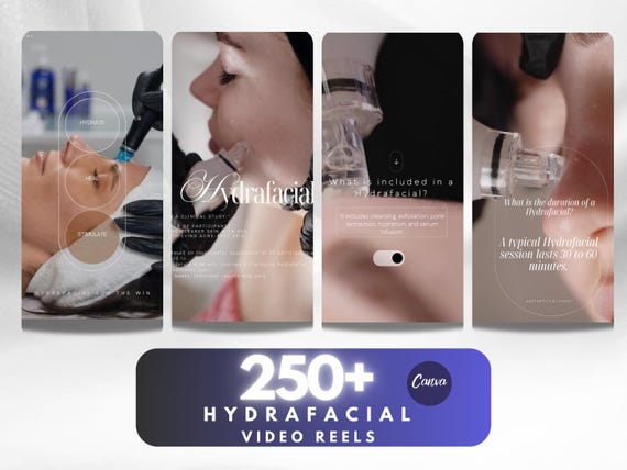 Hydrafacial Video Reels Templates | Esthetician Canva Templates | Medspa Social Media Posts | Beauty Business Digital Download