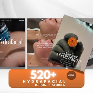 Hydrafacial Instagram Templates: Esthetician Social Media (Canva Editable)
