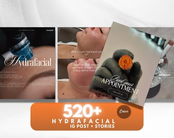 Hydrafacial Instagram Templates: Esthetician Social Media (Canva Editable)