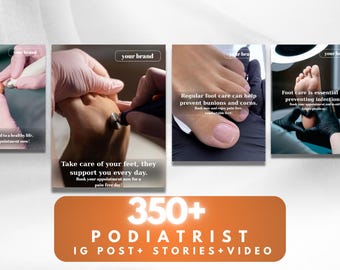 Podiatrist Instagram Template Bundle: Foot Clinic Social Media (Canva Editable)