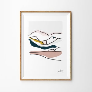 No.5 Abstract Landscape Print - Line Art - Mountains - Hills- Minimalist - Lake District