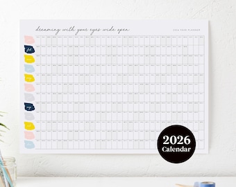 2026 Dream Planner - Year Planner - 2026 Calendar - Horizontal Year Planner