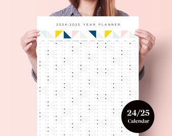 2024 - 2025 Akademischer Geometrischer Wandkalender - Akademischer Wandkalender - Monatsplaner - Mid Year Planer