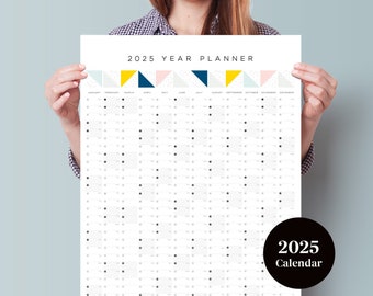 2025 Geometric Wall Planner - Wall Calendar - Monthly Planner - Full Year Planner