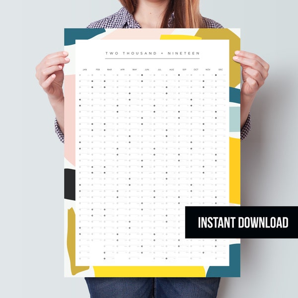 PRINTABLE  2019 Pattern Planner - Wall Planner - 2019 Calendar - 2019 Calendar - Printable Planner - Weekly Planner