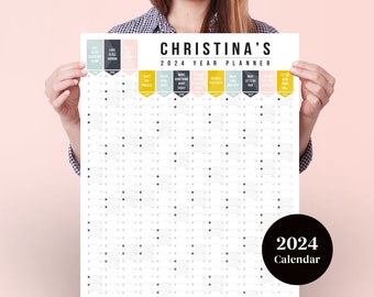 Personalised 2024 Year Planner - Bespoke 2024 Wall Calendar - Monthly Planner - Custom 2024 Year Planner