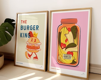Set of 2 Food Art Prints - Gallery Wall Set - Living Room/Kitchen/ Bedroom - Colourful Art Prints