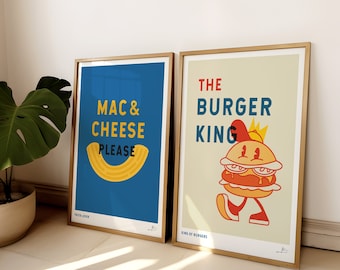 Set of 2 Food Lovers Art Prints - Gallery Wall Set - Living Room/Kitchen/ Bedroom - Colourful Art Prints