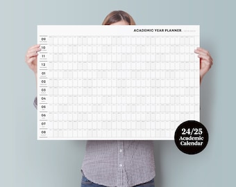 2024 - 2025 Neue Mid Year Academic Year Planner -  Wall Calendar - Monthly Planner - Year Planner - Horizontal Planner