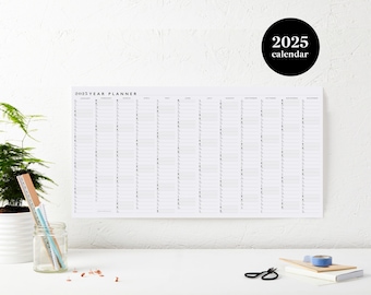 2025 Thin Landscape Year Planner - 2025 Wall Calendar - Monthly Planner - 2025 Year Planner