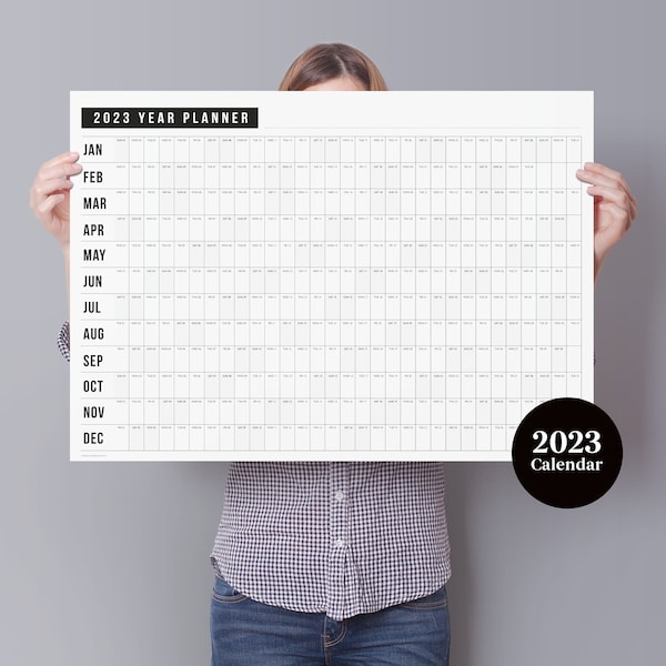 2023 Block Year Planner - 2023 Wall Calendar - Monthly Planner - 2023 Year Planner