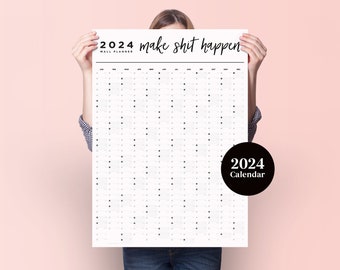 2024 Make Shit Happen Portrait Year Planner - Wall Calendar - Monthly Planner - Full Year Planner