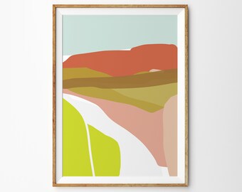 Mountain View No.3 - Abstract Landscape Print - Line Art - Mountains - Hills- Minimalist