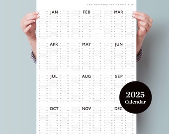 Agenda 2025 - Calendrier 2025 - Calendrier d'anniversaires - Calendrier mensuel - Liste des tâches