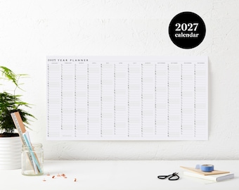 2027 Thin Landscape Planner - 2027 Wall Calendar - Monthly Planner - 2027 Year Planner