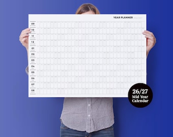 2026 2027 Neue Mid Year Planner - Academic Wall Calendar - Monthly Planner - Year Planner - Horizontal Planner