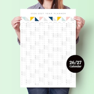 2026 - 2027  Mid Year Geometric Wall Planner - Academic Wall Calendar - Monthly Planner - Mid Year Planner