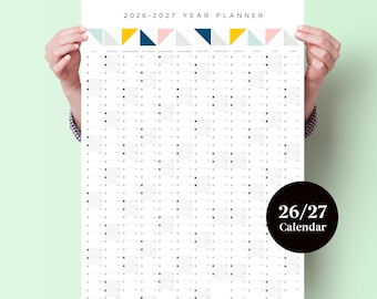 2026 - 2027  Mid Year Geometric Wall Planner - Academic Wall Calendar - Monthly Planner - Mid Year Planner